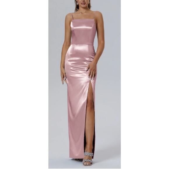 AWE BRIDAL Dresses & Skirts - AW BRIDAL 0 XS rose quartz Bessie satin bridesmaid party maxi dress NEW B139